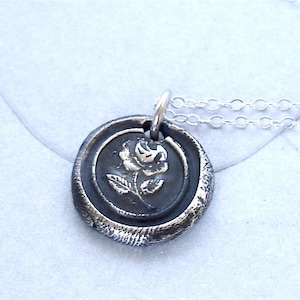 Wax Seal Necklace, English Rose, Fine and Sterling Silver, Vintage  Wax Seal Stamp