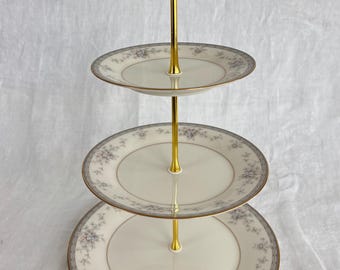 Vintage Noritake Salzburg 3-Tier Cake & Dessert Stand | Tiered China Tea Party Stand