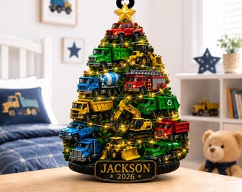 Custom Truck Kid 3D Ornament, Custom Name Kids Ornament,Truck Kids Christmas Tree Ornament,Construction Truck Christmas Decor,Gift for Child