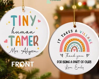 Tiny Human Tamer Ornament, Daycare Teacher Ornament,Thank You Teacher Christmas,Preschool Teacher Appreciation,Teacher Gift,End Of Year Gift