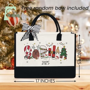Custom Name Christmas Gift Bag, Xmas Gift Bags, Christmas Party Bag, Custom Xmas Eve Gift Bag, Holiday Gift Bags with Name, Party Tote Bags