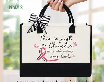 This Is Just a Chapter Not The Whole Story Canvas Tote Bag, Breast Cancer Awareness Motivational Gift,Cancer Support,Fight Cancer,Cancer Bag