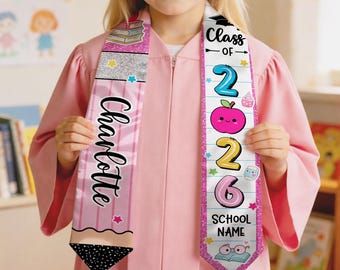 Custom Kid Graduation Stole,Grad Gift for Kids,Class of 2026 Sash,Kids Graduation Sash,Sash For Preschool Kindergarten,Gift For Son Daughter