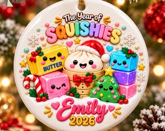 Personalized Glitter Dumpling 3D Ornament,Bamboo Steamer,Xmas Keepsake 2026,Custom Name Squishy Style Christmas Ornament,Kids Christmas Gift