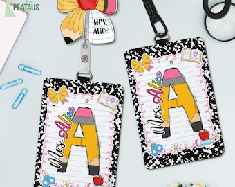 Personalized Teacher ID Badge Holder, Teacher Badge Reel, Teacher School Supply Gifts, Back To School Gift For Teacher, Lanyard Accessories