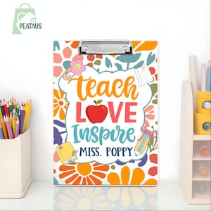 Personalized Teacher Gifts, Custom Acrylic Clipboard With Teacher Name, Elements Teacher Clipboard, Back To School Teacher Appreciation Gift