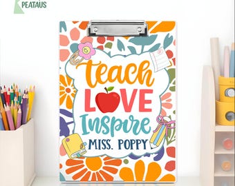 Personalized Teacher Gifts, Custom Acrylic Clipboard With Teacher Name, Elements Teacher Clipboard, Back To School Teacher Appreciation Gift