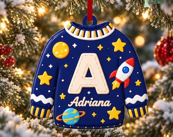 Personalized Christmas Sweater 3D Ornament, Mini Sweater Letter Name Christmas Tree Decor, Baby Name Ornament,Kids Gift 2026,Family Ornament