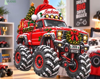 Personalized Truck 3D Ornament with Name, Kids Boy Xmas Gifts,Custom Name Ornament for Boys,Truck Lover Gift,Kids Christmas Keepsake