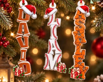 Custom Name Sport Alphabet 3D Ornament, Personalized Shaped Christmas Ornament, Sports Lover Holiday Keepsake, Player Team Christmas Gift