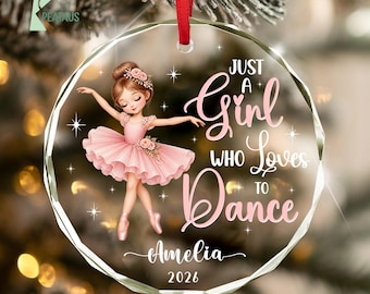 Dance Ornament, Personalized Dance Christmas Ornament, Ballerina Ornament, Dance Team Ornament, Gift for Dancers, Ballet Girl Gift, Dancer