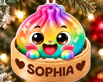 Personalized Glitter Dumpling 3D Ornament, Cute Squishy Lover Gift,Custom Name Squishy Style Ornament,2026 Xmas Keepsake,Kids Christmas Gift