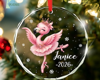 Flamingo Ballerina Ornament, Custom Name Flamingo Ornament, Ballerina Ornament, Ballet Ornament, Flamingo Lover Gift, Kids Name Christmas