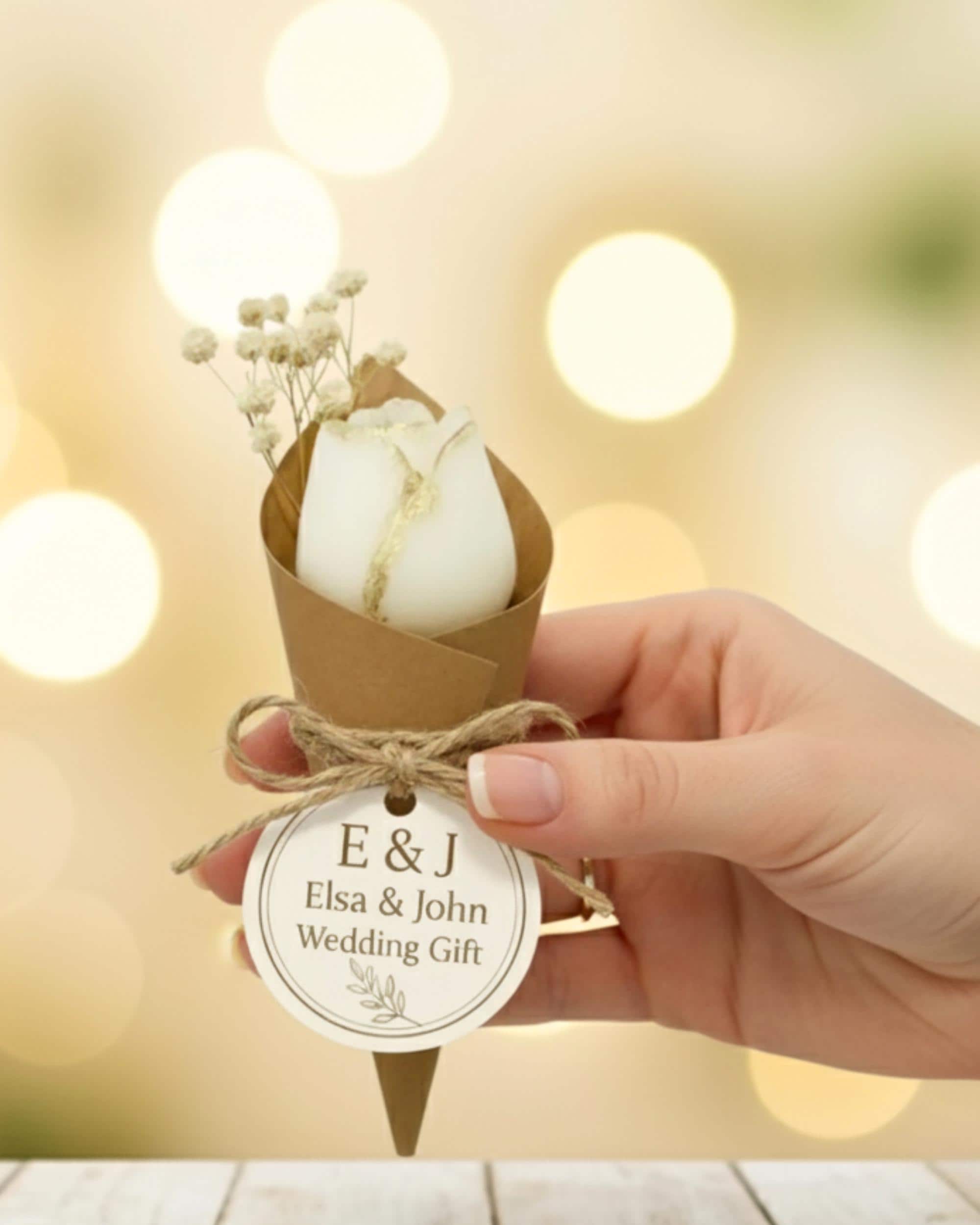 Kraft Wrapped Gold Leaf Tulip Candle