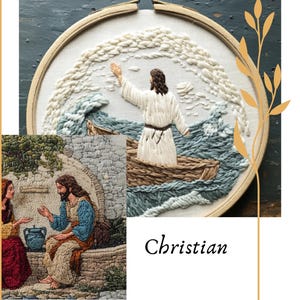 Jesus and Christian-Themed Stick and Stitch Embroidery Patterns - Inspirational Designs - No instruction