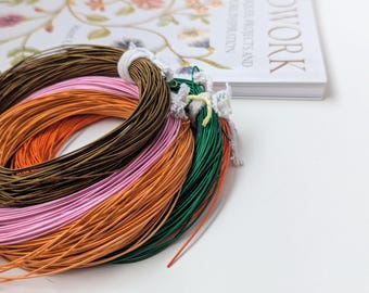 Couture Embroidery Supply, Goldwork Supplies, Tambour Embroidery Wire, Purl Pearl Orange, Rose, Green Wire, Hand Embroidery Wires