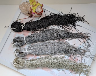 Bright Check Purl in Black, French Metallic Rough Wire in Gunmetal, Bullion Wire in Gray Color, Gilt Gimp Goldwork Metal Threads