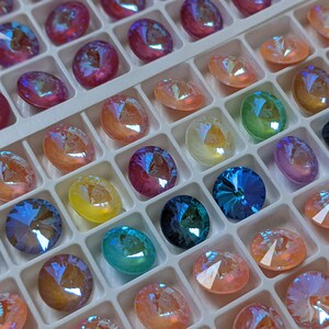 Juicy Color 12mm Rivoli Rhinestone Crystals 12mm, 1122 Delite Rivoli ,Burgundy delite, blue 12mm, pink 12mm image 3