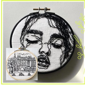 Modern broderikonst med en enda svart tråd | Konst med en enda tråd | modern broderi gör-det-själv | Inga instruktioner | Stick and sy