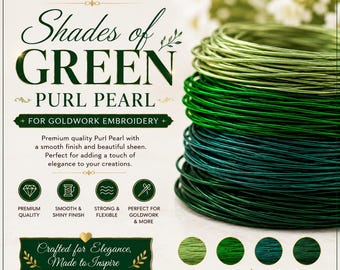Green Purl Pearl Jaceron Wire for Goldwork Embroidery Supplies, Tambour Embroidery Supplies, Craft Wire