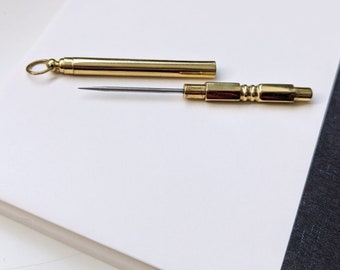 Brass Stilleto with protective cover, Brass Awl