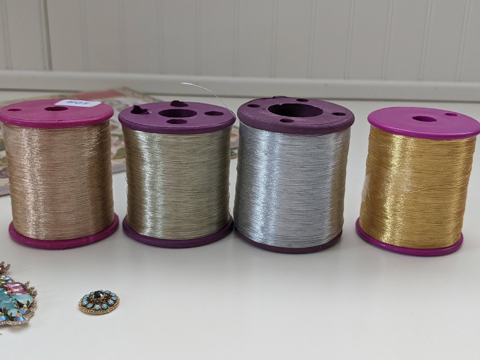 Buy Fine Gold Metallic Thread for Embroidery, Rosegold Metallic Thread ...