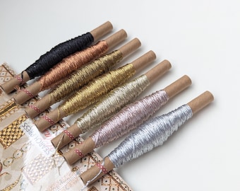Soft Metallic Couching Thread for Goldwork Embroidery, Couture Embroidery Cord, Metallic Hand Embroidery Thread