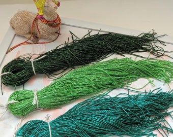 Colored Bright Check Purl in Green Color, Rough French Bullion Wire for Goldwork Luneville Embroidery and Ornamental Crafts in Jade Green