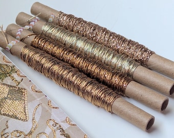 Couching Thread for Embroidery | Flatworm Metallic Thread | Goldwork Embroidery Supplies | Japanese Thread | Decorative Couching | 6 yards