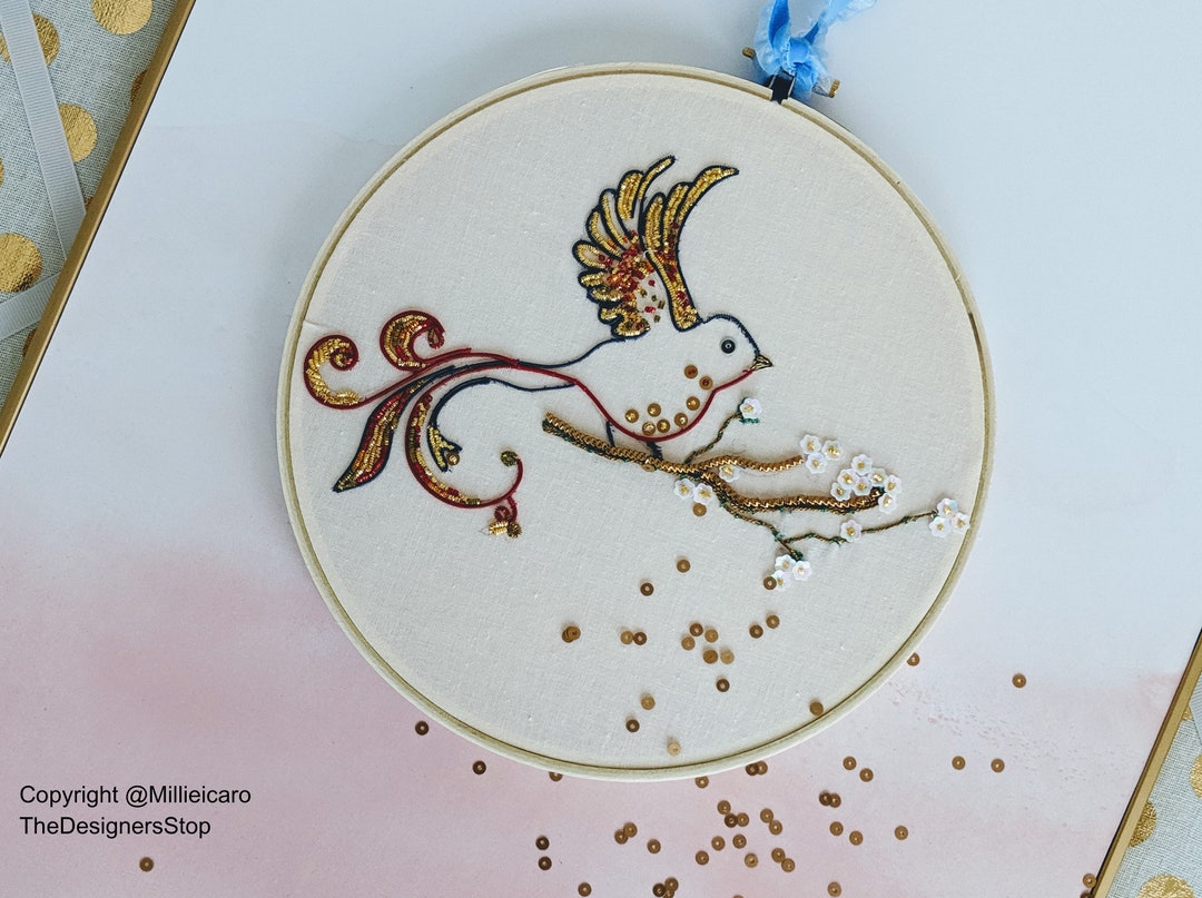 Goldwork Embroidery Kit for Beginners, Metalwork Embroidery Starter Kit