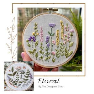 Floral Stick and Stitch Embroidery| Color print of peal and stick embroidery pattern DIY