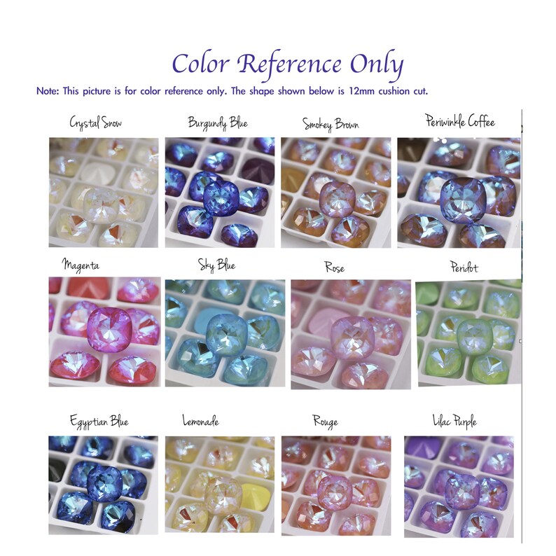 Juicy Color 12mm Rivoli Rhinestone Crystals 12mm, 1122 Delite Rivoli ,Burgundy delite, blue 12mm, pink 12mm image 2