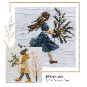 Graceful Woman Embroidered | Stick and Stitch Embroidery| Peal and Stick Embroidery pattern of woman, DIY Embroidery Patterns -Image