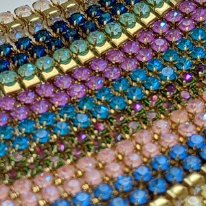 opal blue, opal peach, opal white and bermuda blue 3.2 mm cup chain rhinestone