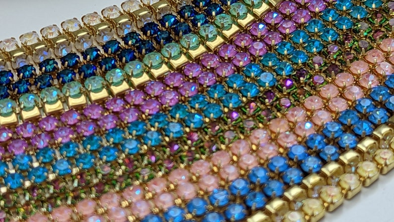 opal blue, opal peach, opal white and bermuda blue 3.2 mm cup chain rhinestone