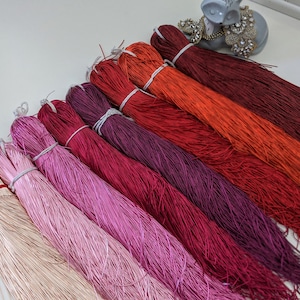 Smooth French Bullion Wire Gimp Purl in shades of red and pink for Goldwork couture embroidery, French Coil wire thread