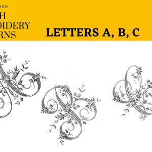 French Monogram and vintage letters design pattern for embroidery from the 1800 to 1900's, dessin french alphabet stencil