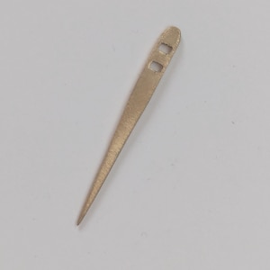 Brass flat needle with double holes for broad plate embroidery, tel kirma needle, mukaish embroidery, 1-Needle