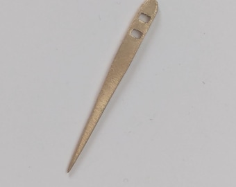Brass flat needle with double holes for broad plate embroidery, tel kirma needle, mukaish embroidery, 1-Needle