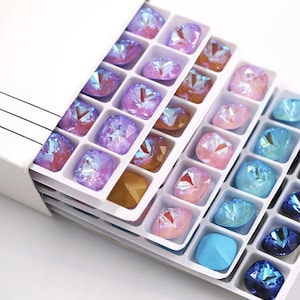 Juicy Color Fat Square Cushion Cut Rhinestone Crystals 12mm,4470 cushion cut ,Burgundy delite, blue 12mm, pink 12mm