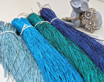 Shades of Blue French Bullion Wire Smooth Purl for Embroidery, Smooth Purl, Gimp Wire