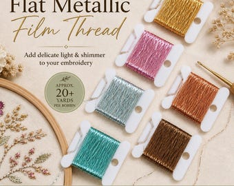 Ultra Fine Flat Metallic Film Thread | Goldwork and Tambour Embroidery | Flat Metallic Embellishment Thread | Textile Art Supply