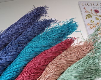 Goldwork embroidery supplies, smooth french bullion wire gimp purl, embroidery wire in peach, pastel and violet shades