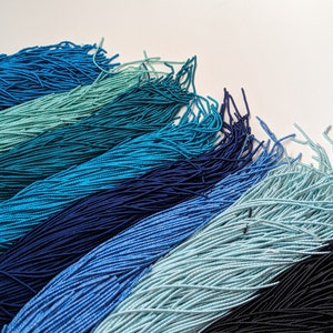 Blue Shades Folded Copper Purl Wire, Goldwork Embroidery Supplies, Set-2