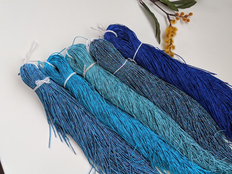 Tambour and Needlework Purl Metallic Purl in shades of Blue for Hand Embroidery like Goldwork French Bullion Wire