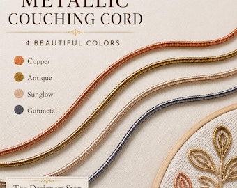 Metallic Couching Cord for Goldwork Embroidery, Thick Passing Thread, Lurex Metallic Cord, Gilt Embroidery Thread, Needlepoint  3 yards