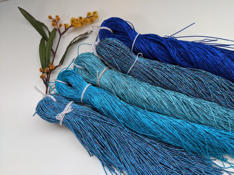 Tambour and Needlework Purl Metallic Purl in shades of Blue for Hand Embroidery like Goldwork French Bullion Wire