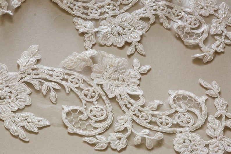 bridal lace applique ivory