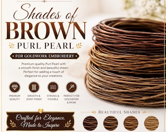 Brown Purl Pearl Jaceron Wire for Goldwork Embroidery Supplies, Tambour Embroidery Supplies, Craft Wire, Bronze, Old Gold