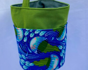 Bright Jellyfish Small Project Bag, Circular Small Knitting Bag,  Jellyfish Knitting Bag, Self Standing Bucket Knitting Tote, Ocean Projects